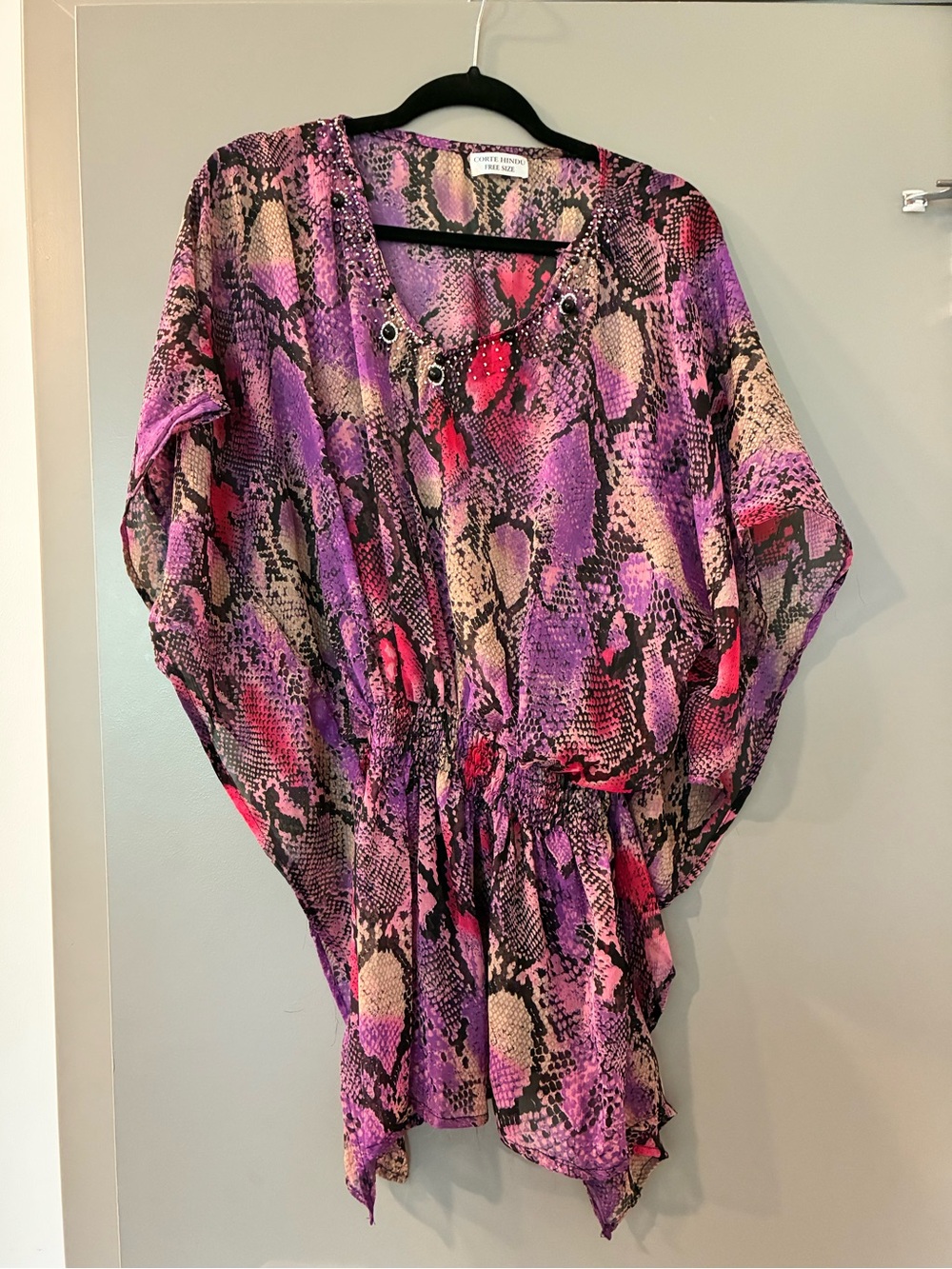 Corte Hindu Purple and Pink Snake Print Beach Coverup
